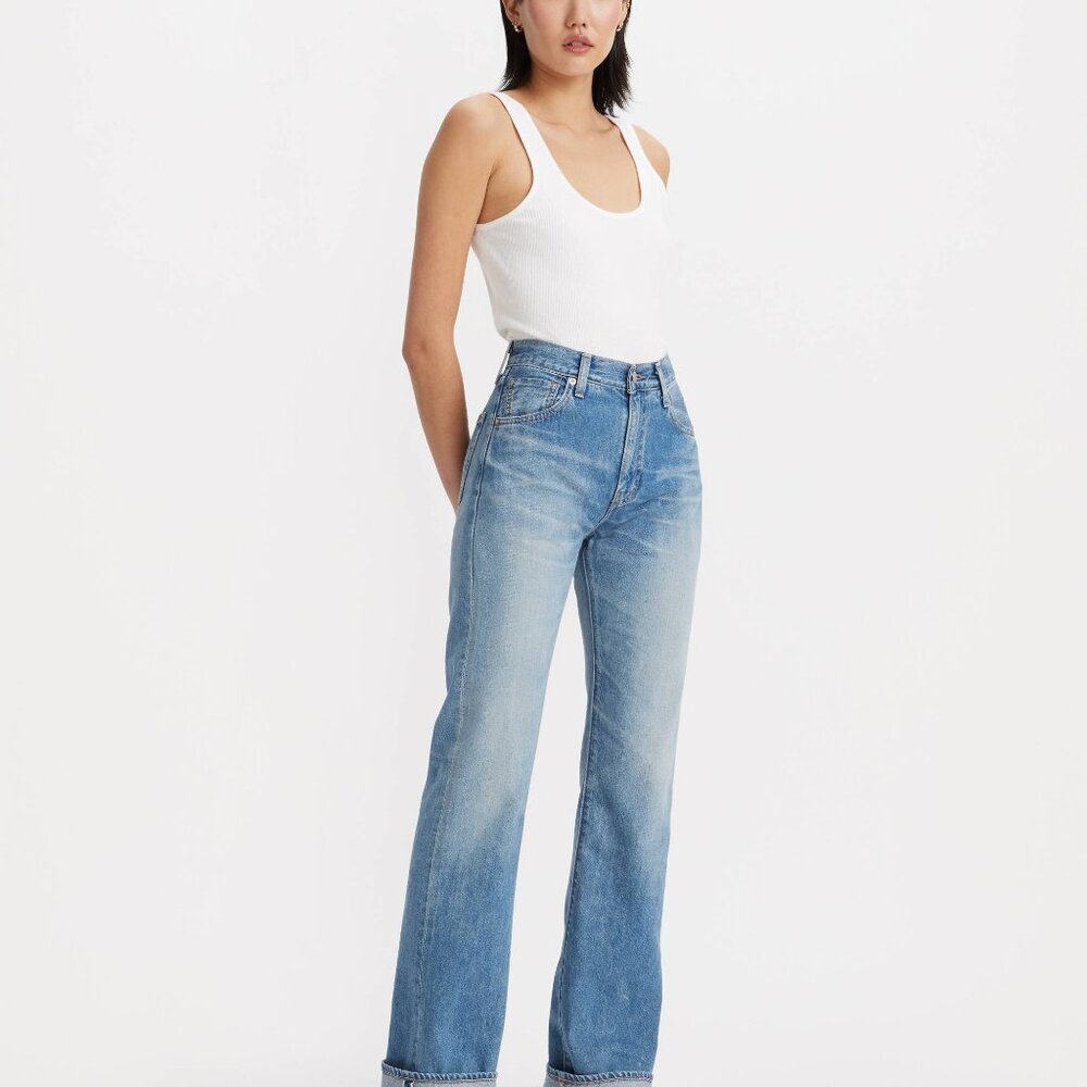 Japanese Selvedge Plank Straight Women's Jeans - Medium Wash